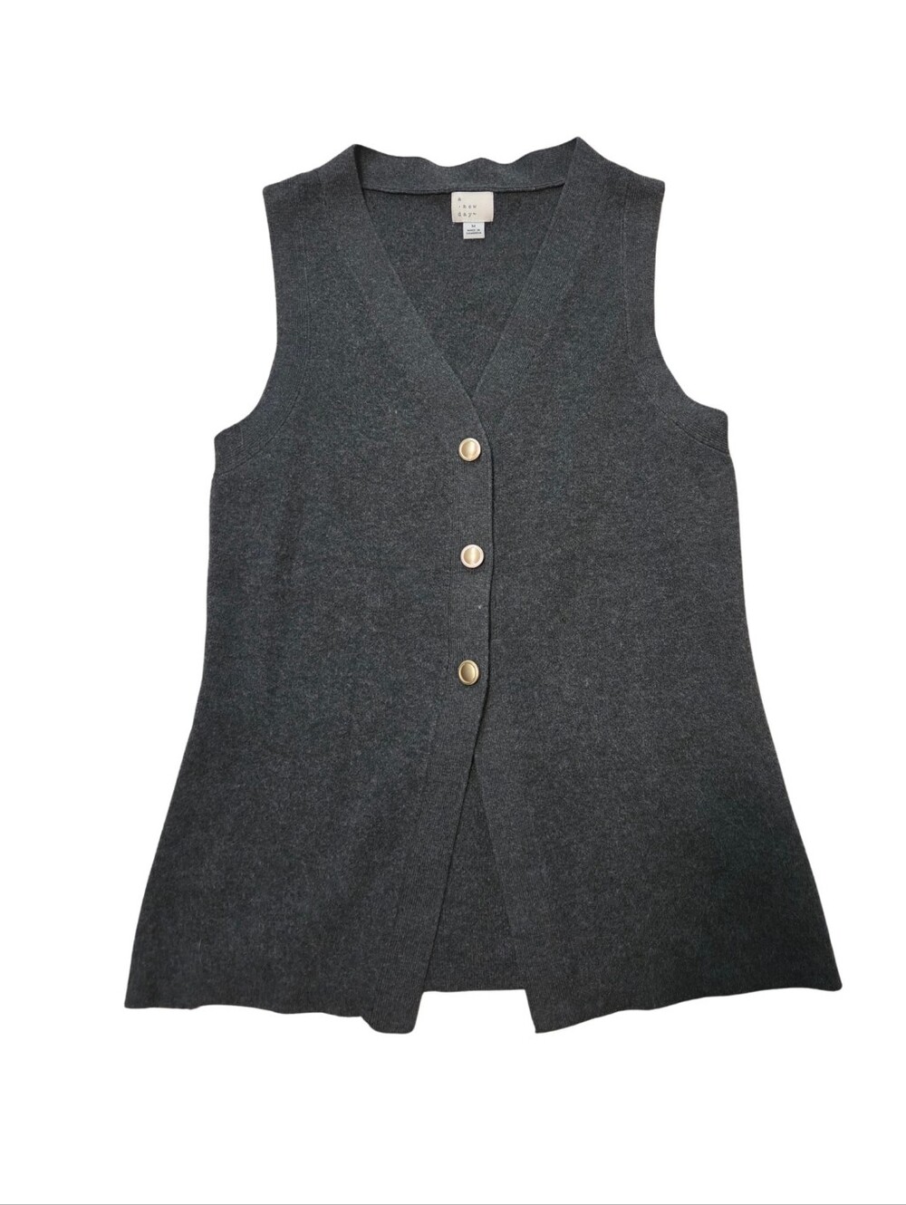 NWOT A New Day Charcoal Gray Sleeveless Button-Front Knit Vest